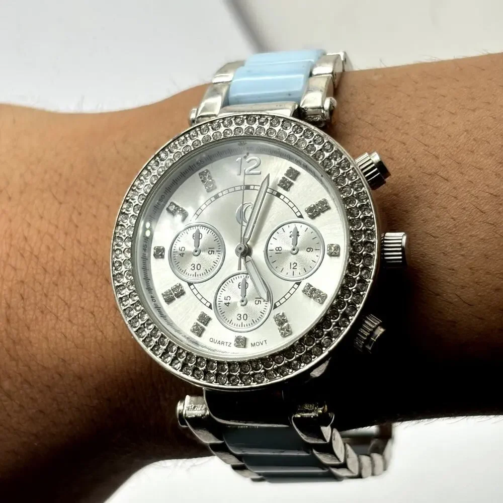 Silver & Blue Men's Watch